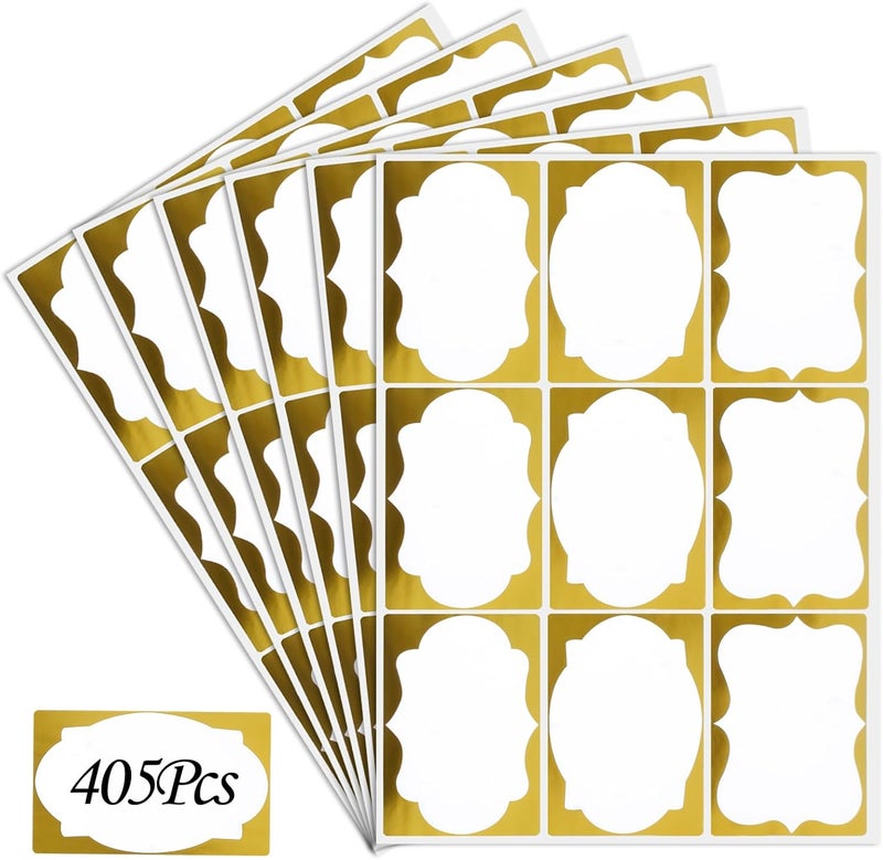 Utron 405PCS Gold Name Tags, 2.25"x 3.5" Name Tag Stickers with Gold Border, Name Tags for School, Home, Office, Party, Meeting - Image 1